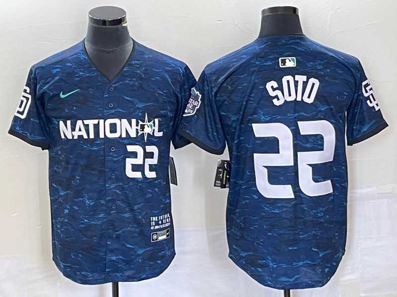 Men%27s San Diego Padres #22 Juan Soto Royal 2023 All Star Cool Base Stitched Baseball Jersey
